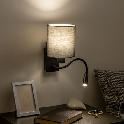 Brilagi - LED Flexibele wandlamp NUBILA 1xE27/25W/230V + LED/3W zwart/antraciet