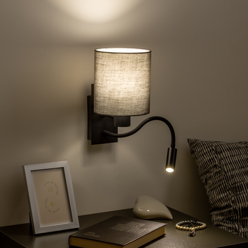 Brilagi - LED Flexibele wandlamp NUBILA 1xE27/25W/230V + LED/3W zwart/antraciet
