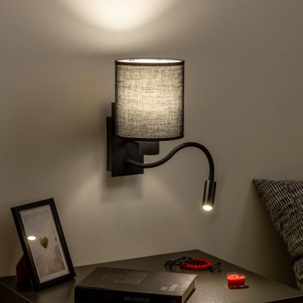 Brilagi - LED Flexibele wandlamp NUBILA 1xE27/25W/230V + LED/3W zwart