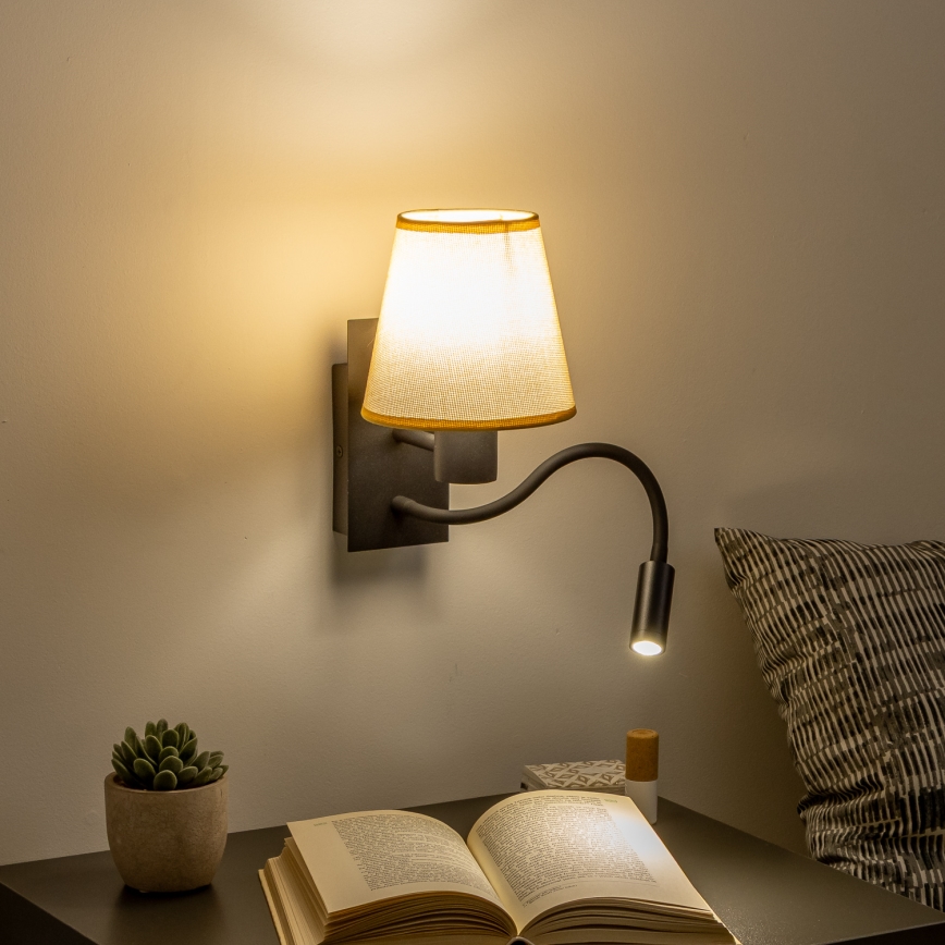 Brilagi - LED Flexibele wandlamp NUBILA 1xE27/25W/230V + LED/3W zwart/lichtbruin