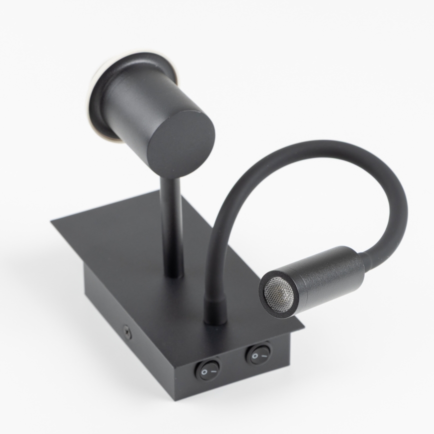 Brilagi - LED Flexibele wandlamp NUBILA 1xE27/25W/230V + LED/3W zwart/Pompejaanse rood