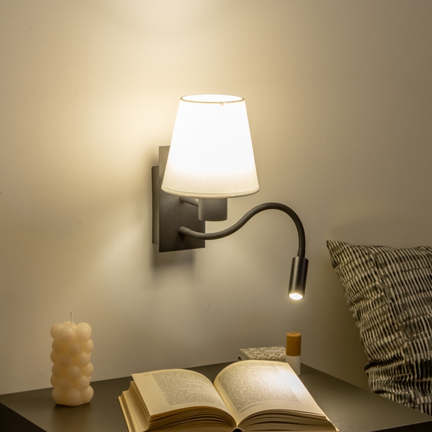 Brilagi - LED Flexibele wandlamp NUBILA 1xE27/25W/230V + LED/3W zwart/wit