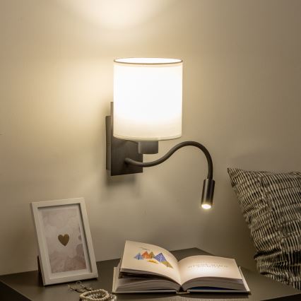 Brilagi - LED Flexibele wandlamp NUBILA 1xE27/25W/230V + LED/3W zwart/wit