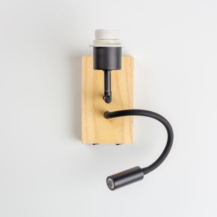 Brilagi - LED Flexibele wandlamp NUBILA WOOD 1xE27/25W/230V + LED/3W eiken/lichtbruin