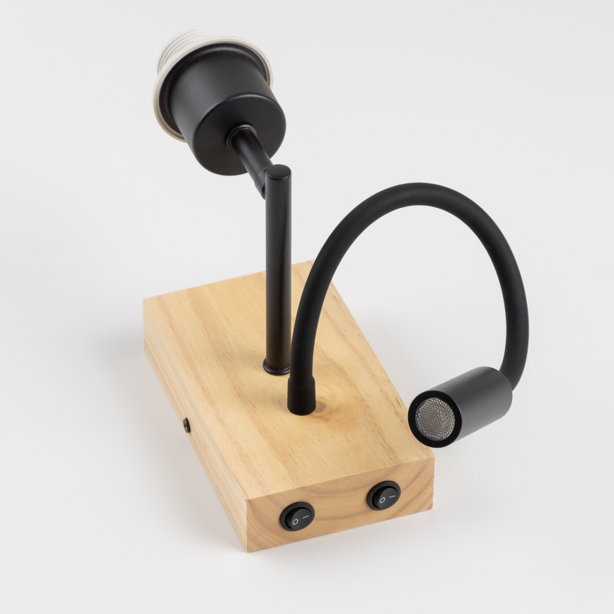 Brilagi - LED Flexibele wandlamp NUBILA WOOD 1xE27/25W/230V + LED/3W eiken/lichtbruin