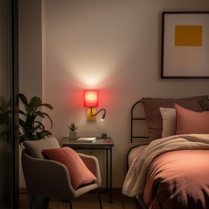 Brilagi - LED Flexibele wandlamp NUBILA WOOD 1xE27/25W/230V + LED/3W eiken/roze