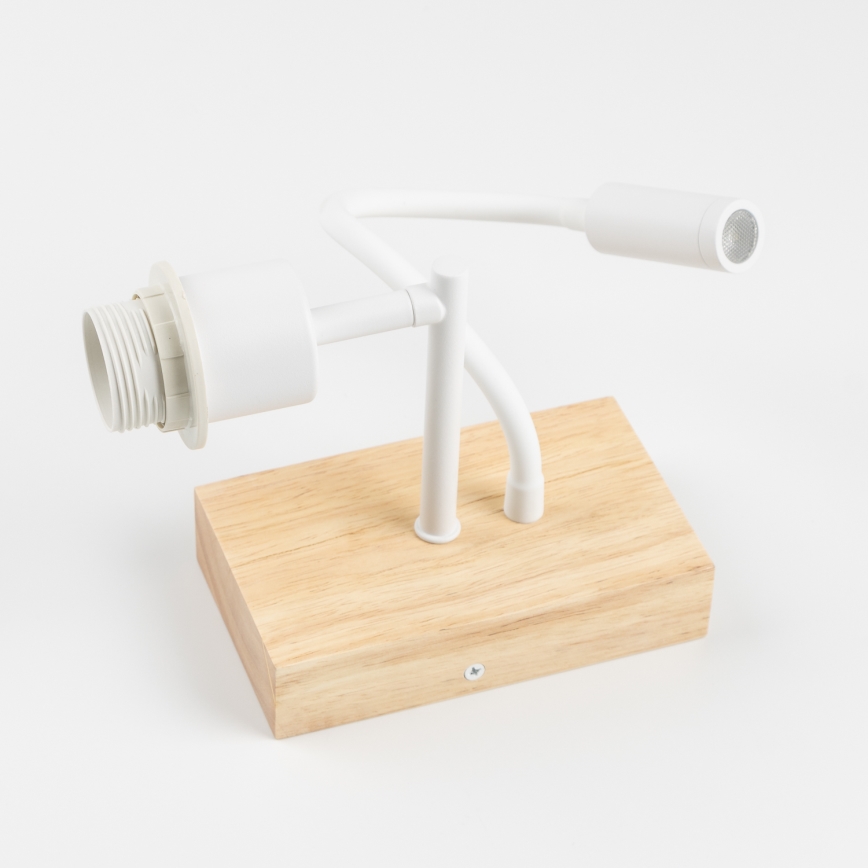 Brilagi - LED Flexibele wandlamp NUBILA WOOD 1xE27/25W/230V + LED/3W eiken/wit