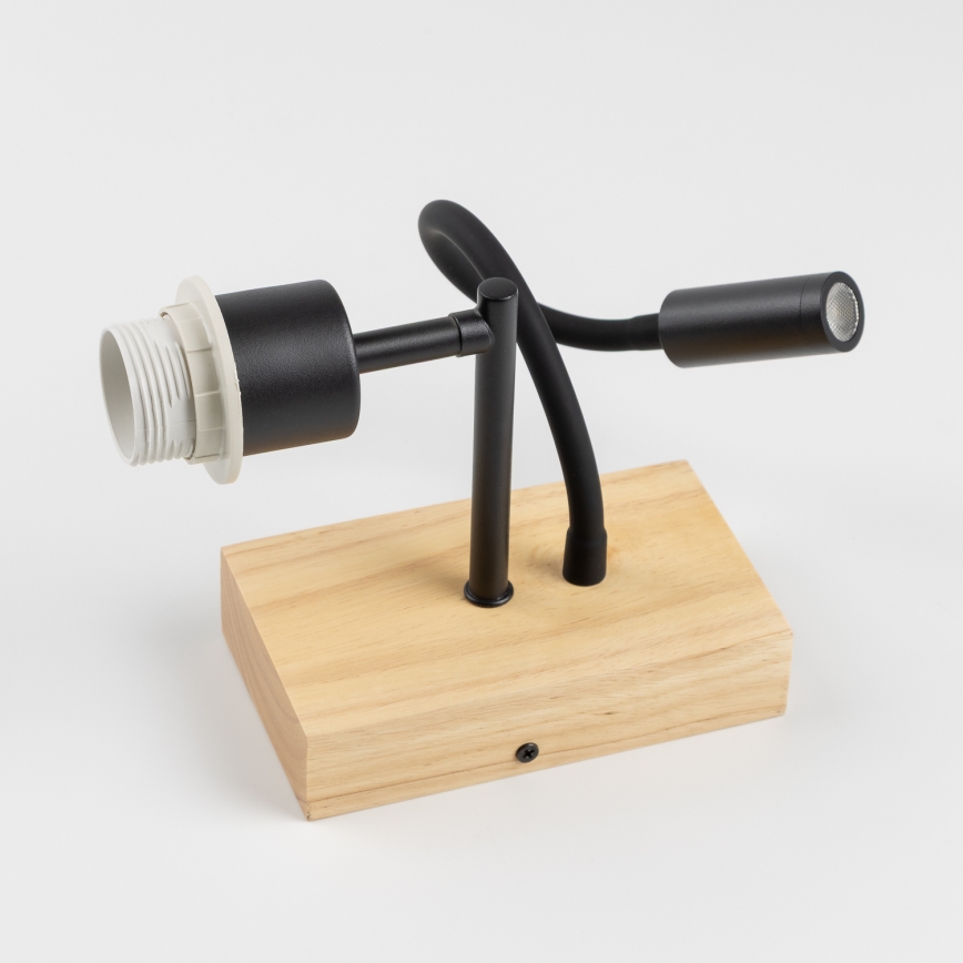 Brilagi - LED Flexibele wandlamp NUBILA WOOD 1xE27/25W/230V + LED/3W eiken/zwart