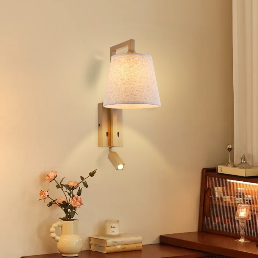 Brilagi - LED Wandlamp RAYAS 1xE14/40W/230V + LED/3W linnen/beige