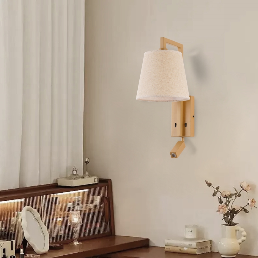Brilagi - LED Wandlamp RAYAS 1xE14/40W/230V + LED/3W linnen/beige