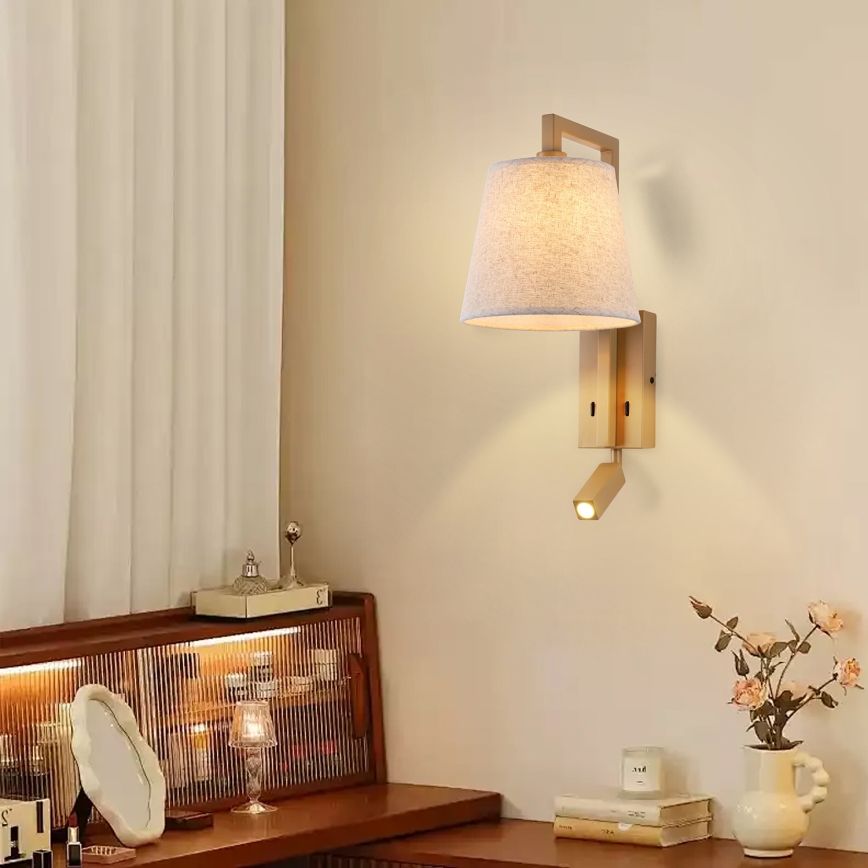 Brilagi - LED Wandlamp RAYAS 1xE14/40W/230V + LED/3W linnen/beige