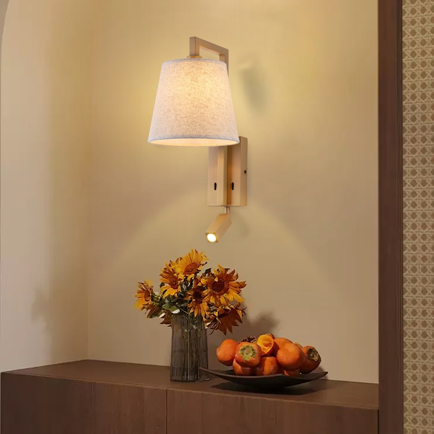 Brilagi - LED Wandlamp RAYAS 1xE14/40W/230V + LED/3W linnen/beige