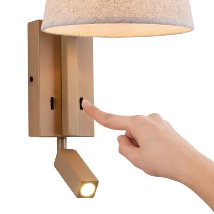 Brilagi - LED Wandlamp RAYAS 1xE14/40W/230V + LED/3W linnen/beige