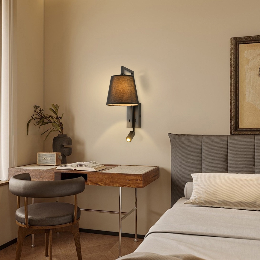 Brilagi - LED Wandlamp RAYAS 1xE14/40W/230V + LED/3W zwart