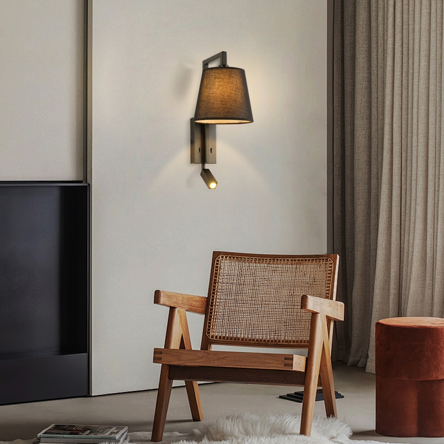 Brilagi - LED Wandlamp RAYAS 1xE14/40W/230V + LED/3W zwart