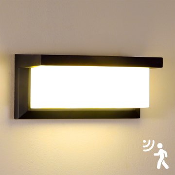 Brilagi - LED Wandlamp voor buiten met sensor BRICKY LED/12W/230V zwart IP54