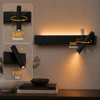 BRILAGI - LED-wandspot ARLIX LED/3W/230V + LED/7W zwart CRI 90