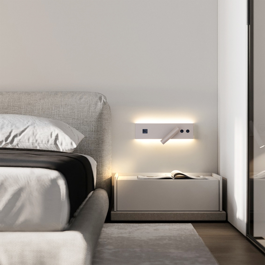 Brilagi - LED wandspot met USB-poort NOCTIS LED/3W/230V + LED/9W beige