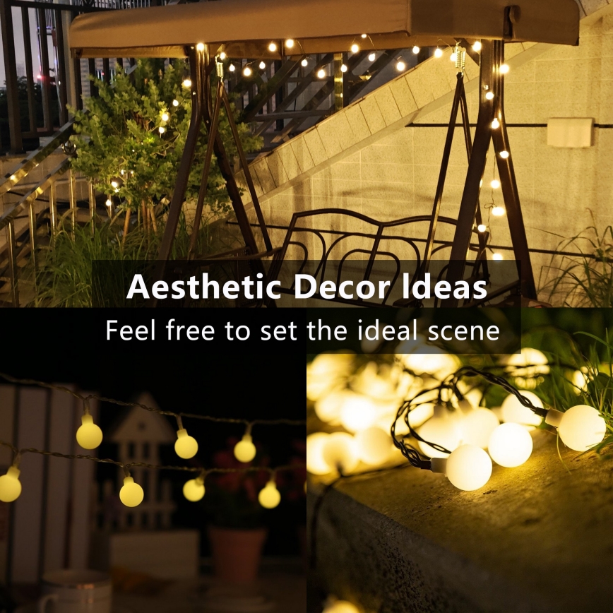 Brilagi - LED op zonne-energie decoratief lichtsnoer BUBBLE 200xLED/8 functies 20m IP65 warm wit 800 mAh