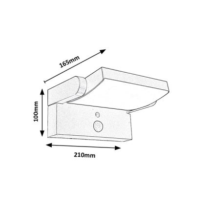 Brilagi - LED zonne-wandlamp met bewegings- en schemersensor ANKLE LED/10W/3,7V 3000 mAh 4000K IP65 antraciet