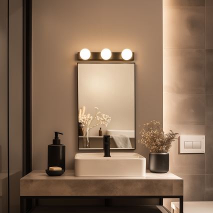 BRILAGI - ENSEMBLE 2x Applique murale LED pour salle de bains HOLLYWOOD 3xLED/3W/230V 39 cm IP44 noires