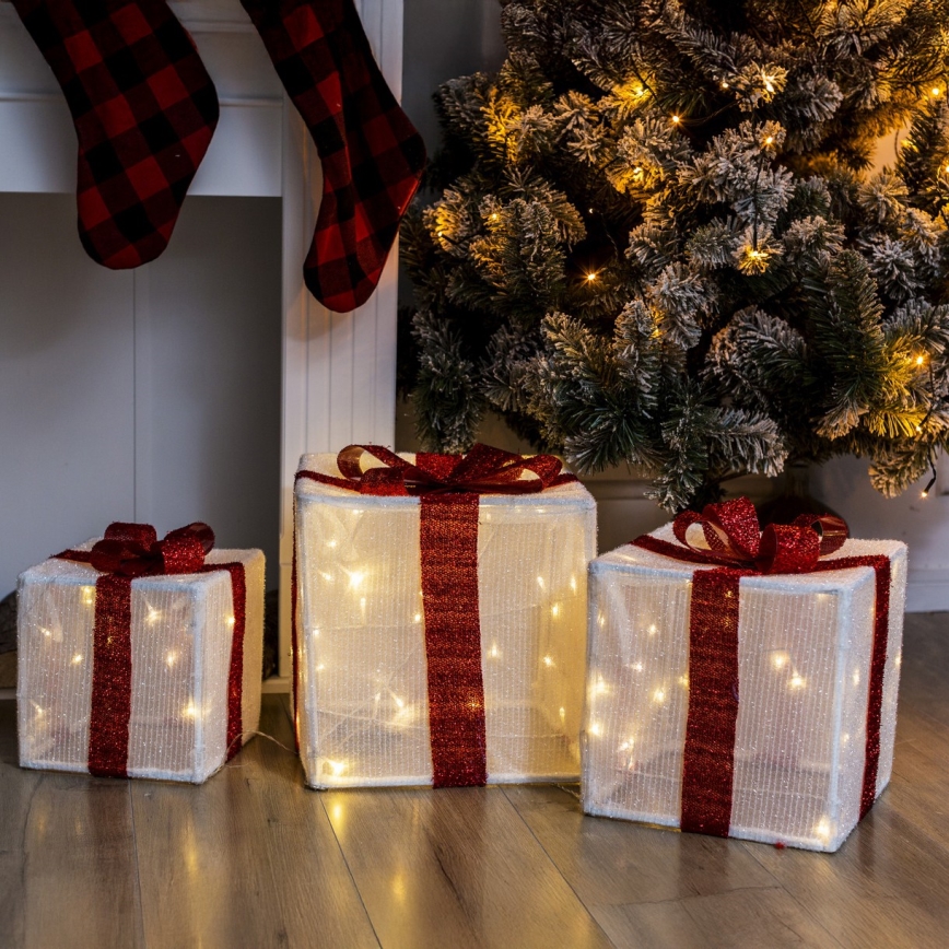 Brilagi - Lot de 3 décorations de Noël LED d'extérieur LED/2,6W/3xAA IP44 cadeaux