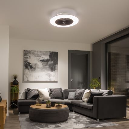 Brilagi - Luminaire à intensité variable avec ventilateur AURA LED/38W/230V 3000-6000K noir + télécommande