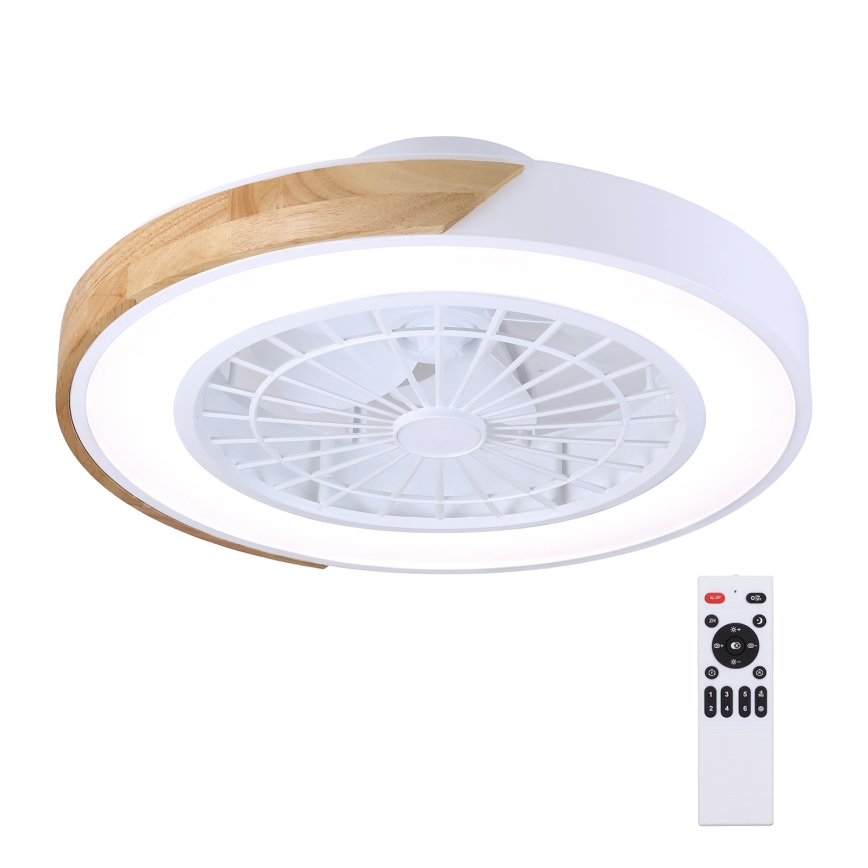 Brilagi - Plafonnier à intensité variable avec ventilateur LED/30W/230V 3000-6500K blanc/chêne + Télécommande