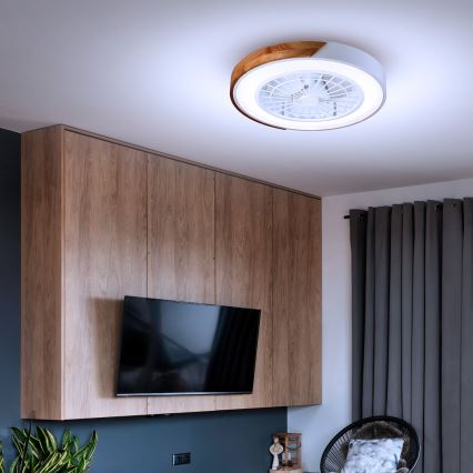 Brilagi - Plafonnier à intensité variable avec ventilateur LED/30W/230V 3000-6500K blanc/chêne + Télécommande