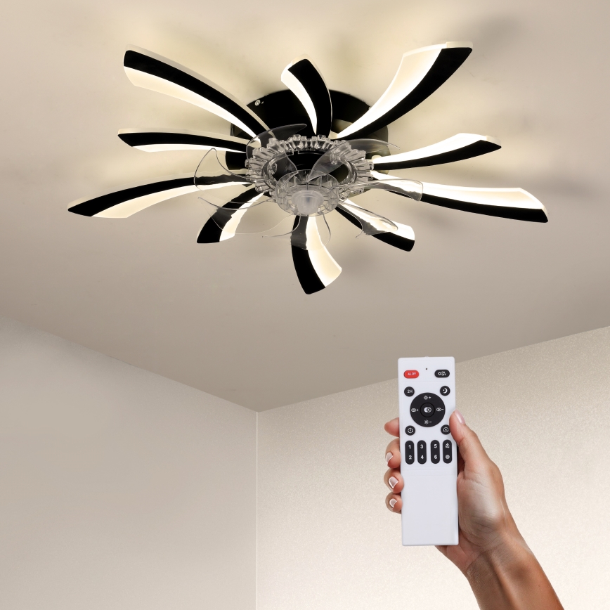 Brilagi - Plafonnier à intensité variable avec ventilateur LED/50W/230V 3000-6500K noir + Télécommande
