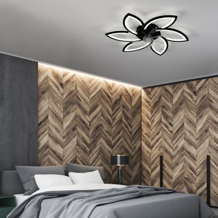 Brilagi - Plafonnier à intensité variable avec ventilateur LED/50W/230V 3000-6500K noir + Télécommande