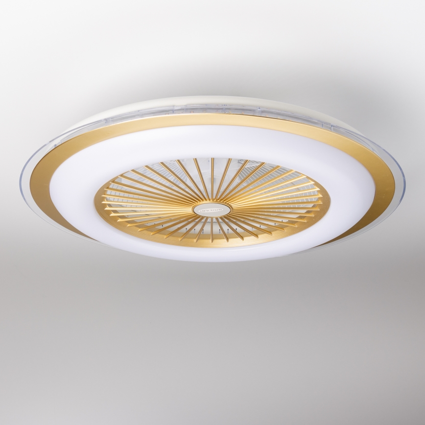 Brilagi - Luminaire à intensité variable avec ventilateur RONDA LED/48W/230V 3000-6000K doré + télécommande