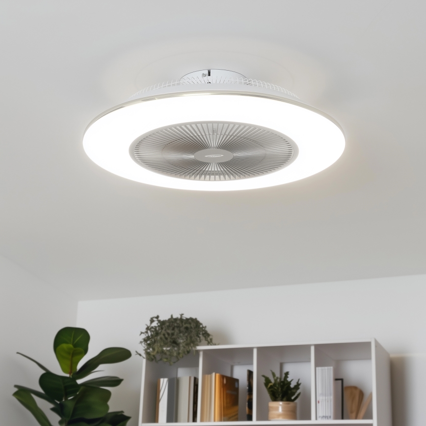 Brilagi - Luminaire à intensité variable LED avec ventilateur AURA LED/38W/230V 3000-6000K argenté + télécommande