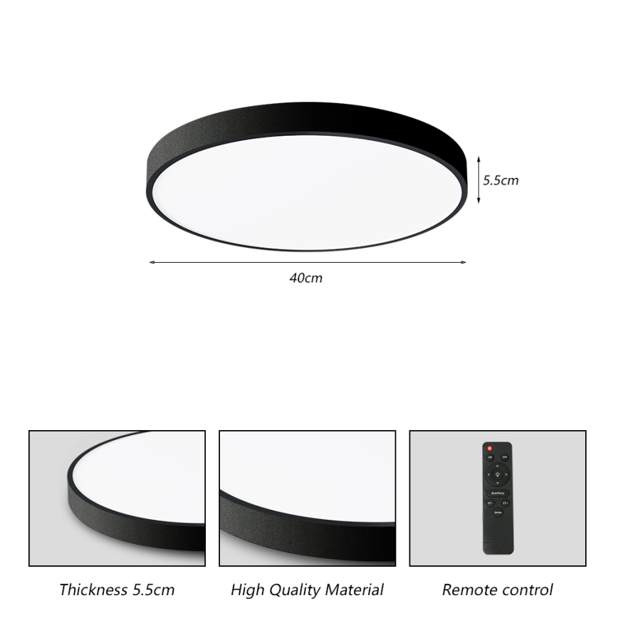 Brilagi - Plafonnier à intensité variable POOL SMART LED/48W/230V 40 cm 3000-6000K Wi-Fi Tuya + télécommande noir