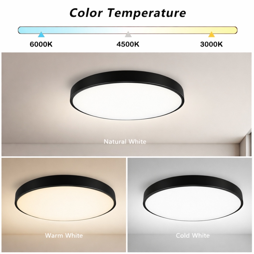 Brilagi - Plafonnier à intensité variable POOL SMART LED/60W/230V 50 cm 3000-6000K Wi-Fi Tuya + télécommande noir
