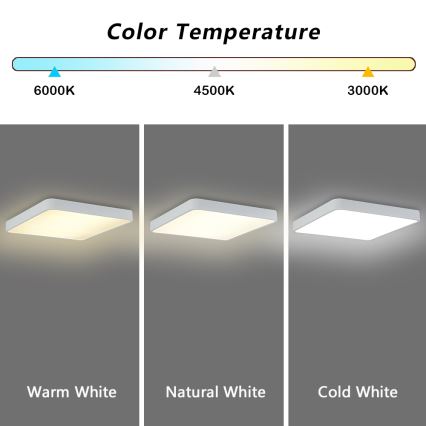 Brilagi - Plafonnier à intensité variable POOL SQUARE LED/36W/230V 3000-6000K 40x40 cm blanc + télécommande
