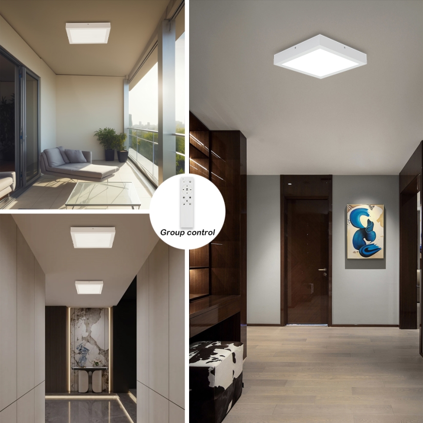 Brilagi - Plafonnier à intensité variable salle de bain FRAME SMART LED/24W/230V 30x30 cm 3000-6000K IP44 blanc + télécommande