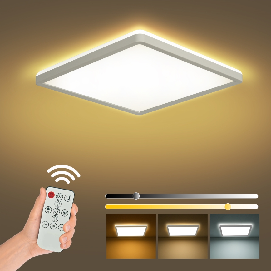 Brilagi - Plafonnier à intensité variable ULTRA SLIM LED/18W/230V 2700-6500K 30x30 cm blanc + Télécommande