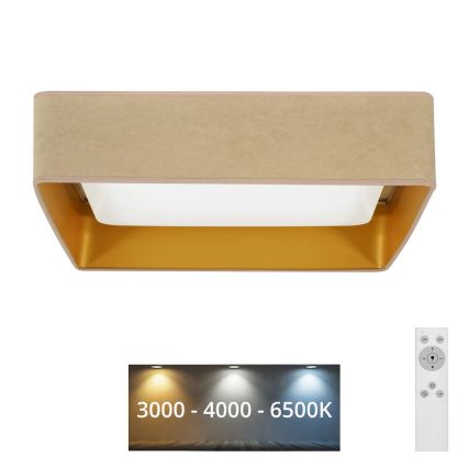 Brilagi - Plafonnier à intensité variable LED VELVET SQUARE LED/24W/230V 3000/4000/6500K + télécommande beige