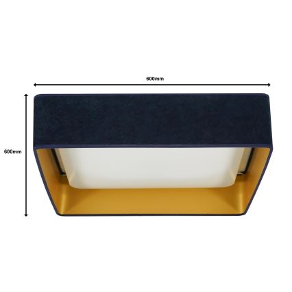 Brilagi - Plafonnier à intensité variable VELVET SQUARE SMART LED/36W/230V 2700-6500K Wi-Fi Tuya + Télécommande bleu foncé