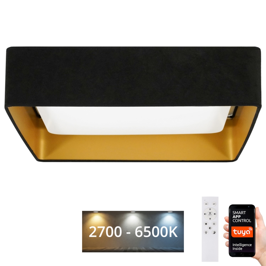 Brilagi - Plafonnier à intensité variable VELVET SQUARE SMART LED/36W/230V 2700-6500K Wi-Fi Tuya + Télécommande noir