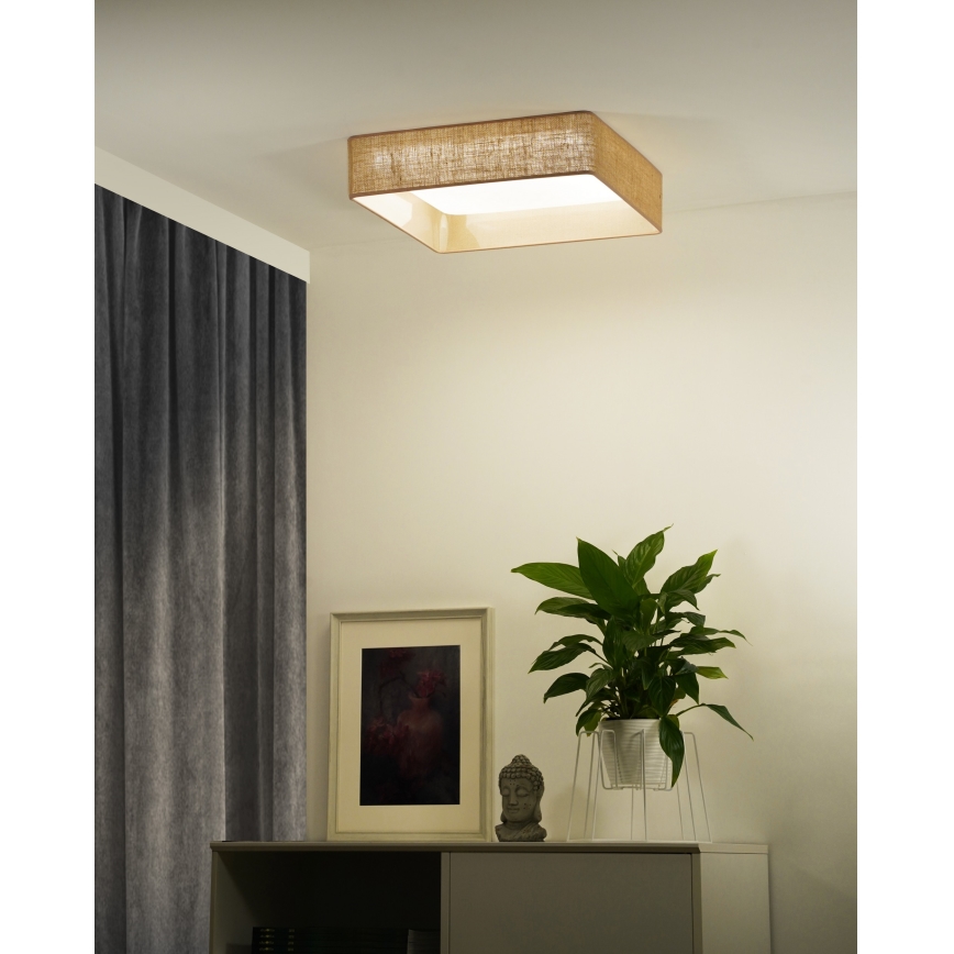 Brilagi - Plafonnier à intensité variable VELVET SQUARE SMART LED/36W/230V 2700-6500K Wi-Fi Tuya + télécommande marron