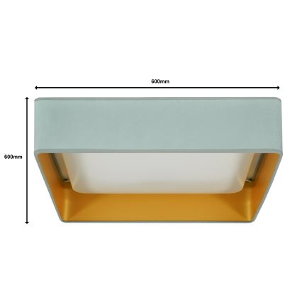 Brilagi - Plafonnier à intensité variable VELVET SQUARE SMART LED/36W/230V 2700-6500K Wi-Fi Tuya + télécommande menthe