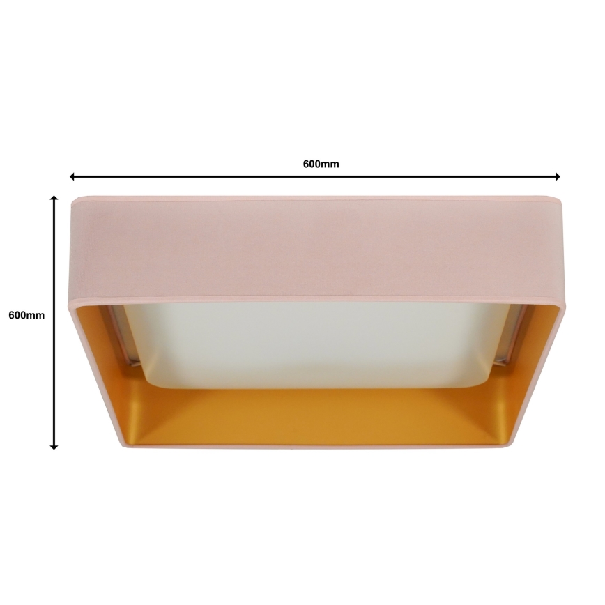 Brilagi - Plafonnier à intensité variable VELVET SQUARE SMART LED/36W/230V 2700-6500K Wi-Fi Tuya + télécommande rose