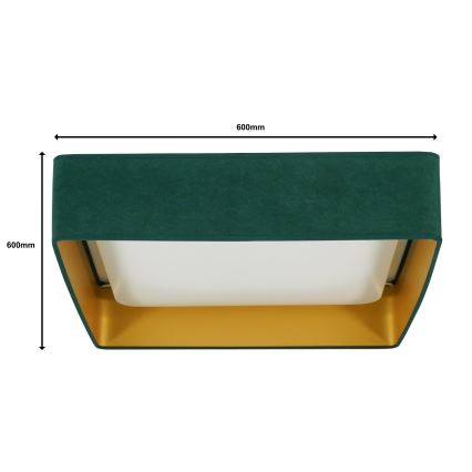Brilagi - Plafonnier à intensité variable VELVET SQUARE SMART LED/36W/230V 2700-6500K Wi-Fi Tuya + télécommande vert