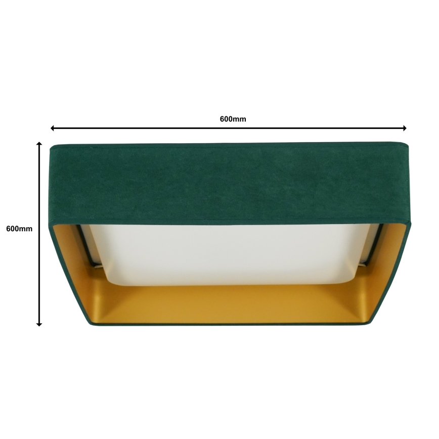 Brilagi - Plafonnier à intensité variable VELVET SQUARE SMART LED/36W/230V 2700-6500K Wi-Fi Tuya + télécommande vert