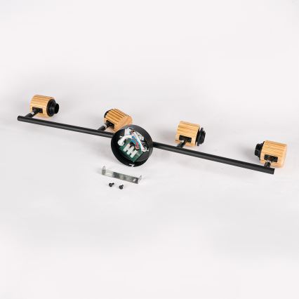 Brilagi - Luminaire à spots BASKLITE 4xE27/15W/230V bois/noir