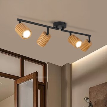 Brilagi - Luminaire à spots MODERN WOOD 4xGU10/8W/230V bois/noir