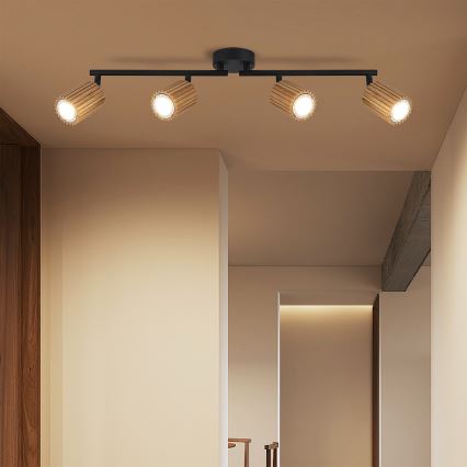 Brilagi - Luminaire à spots MODERN WOOD 4xGU10/8W/230V bois/noir