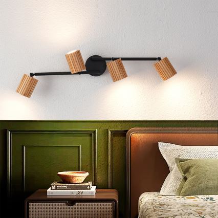 Brilagi - Luminaire à spots MODERN WOOD 4xGU10/8W/230V bois/noir